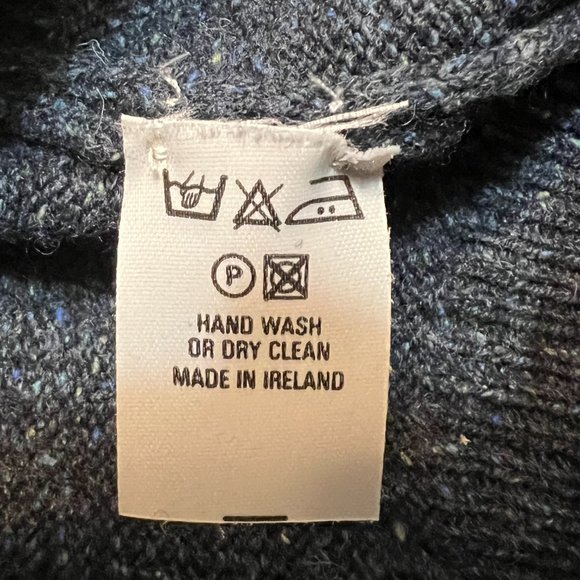 Kerry Woolen Mills Ireland Sweater XXL Wool Blue Speckled Pullover Shamrock Logo - Picture 7 of 9
